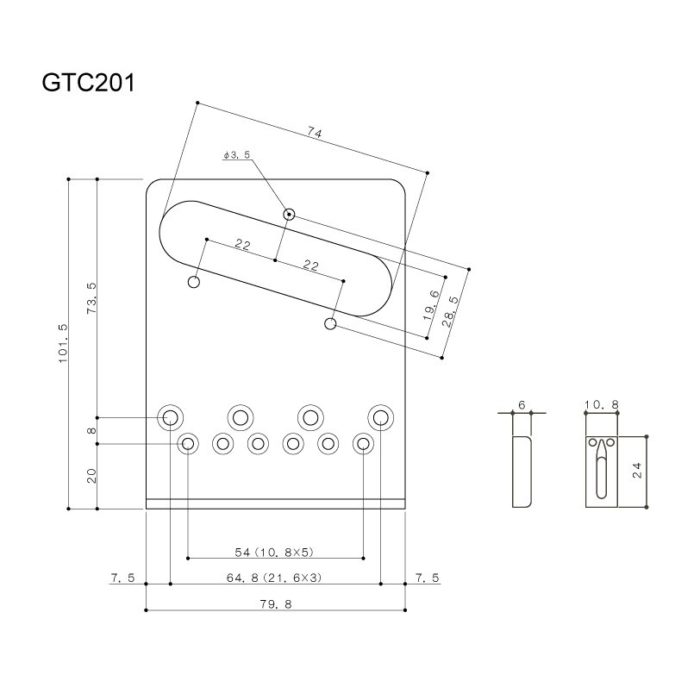 Gotoh Modern Bridge for Telecaster, Black PGTC-201B - Image 2