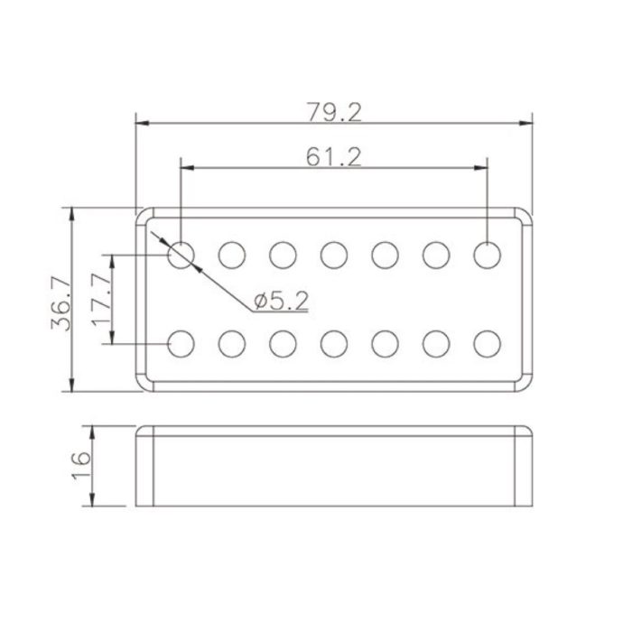 Double Row 7-String Humbucker Cover - 61.2mm. - Brass Gold Plated - GP-HBGPD61.2 - Image 2