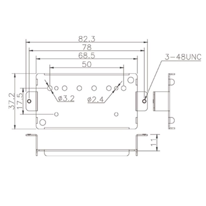 BasePlate Humbucker - Universal - 50mm - Stainless Steel - BH11SS50 - Image 3