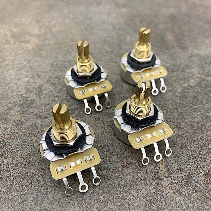 Short CTS Logarithmic Potentiometers for Electric Guitars (Audio) - 4 Pcs - R-VC250KA-SP-SET