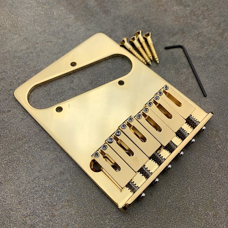 Gotoh Hardtail Bridge With Brass Saddles - Gold (PGTC-101G) For Strat-Style Fixed Bridge Guitars