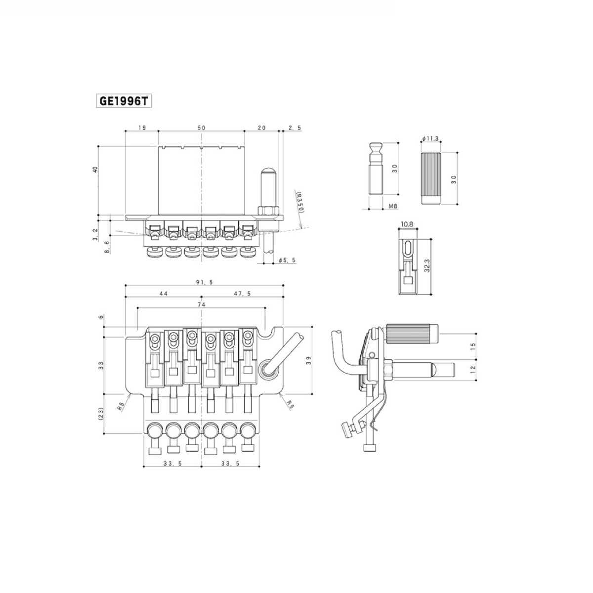 Gotoh Floyd Rose Locking Tremolo Set, Chrome PGE1996TC