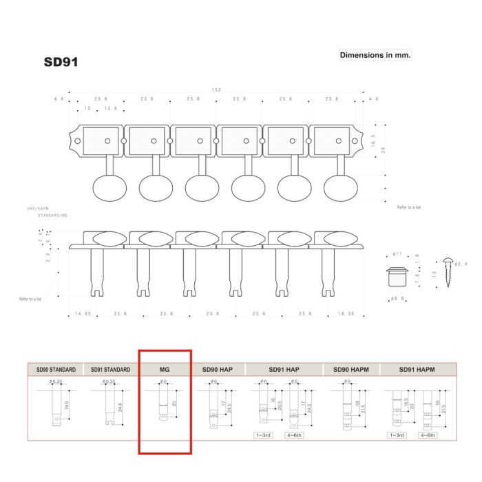 Gotoh SD91-MG-05M Locking Tuners, Nickel R6, Magnum Lock Left Handed 21334NYX - Image 7