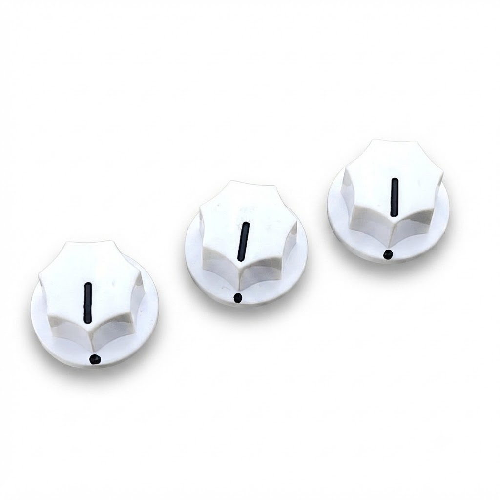 Guitar Pedal Knob Set - Small MXR Style 0.78” diameter - White - BTN-B00W