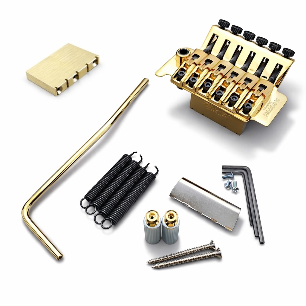 Gotoh Floyd Rose Locking Tremolo Set, Gold – 33mm Block (Extra, Not Original Part of Tremolo) - PGE1996TG/TB33