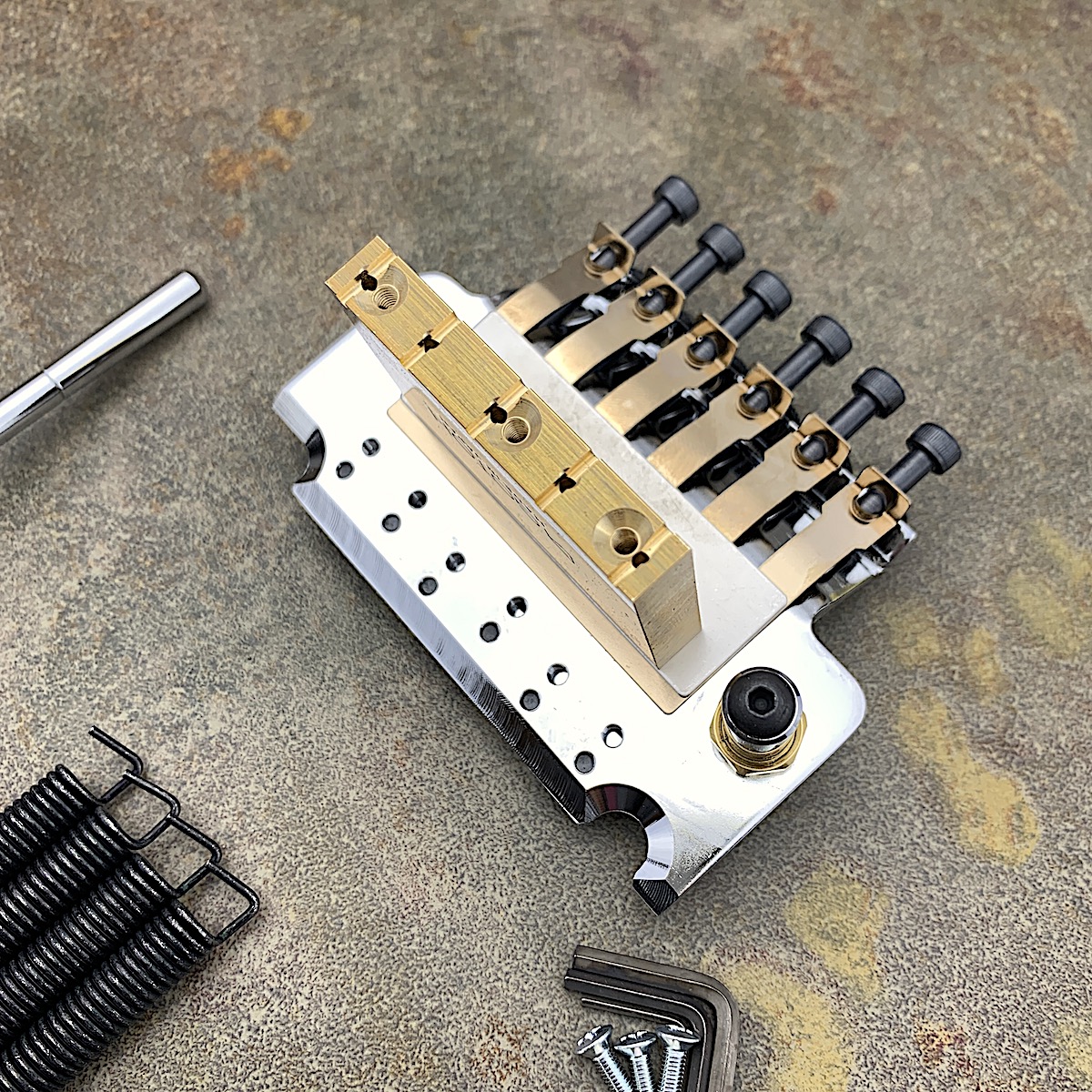 GE1996T Gotoh Floyd Rose Locking Tremolo Set, Chrome + Tremolo Stopper + Brass Spring Claw – PGE1996TC-Set - Image 3