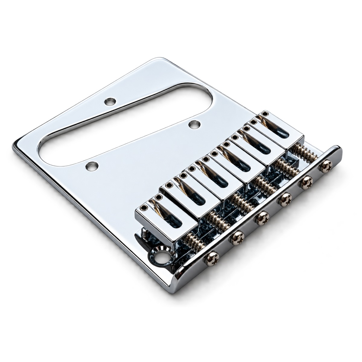 GTI Tele Style 6-Saddle Guitar Bridge Chrome – Steel Plate, Zinc Saddles – TBR1 - Image 2