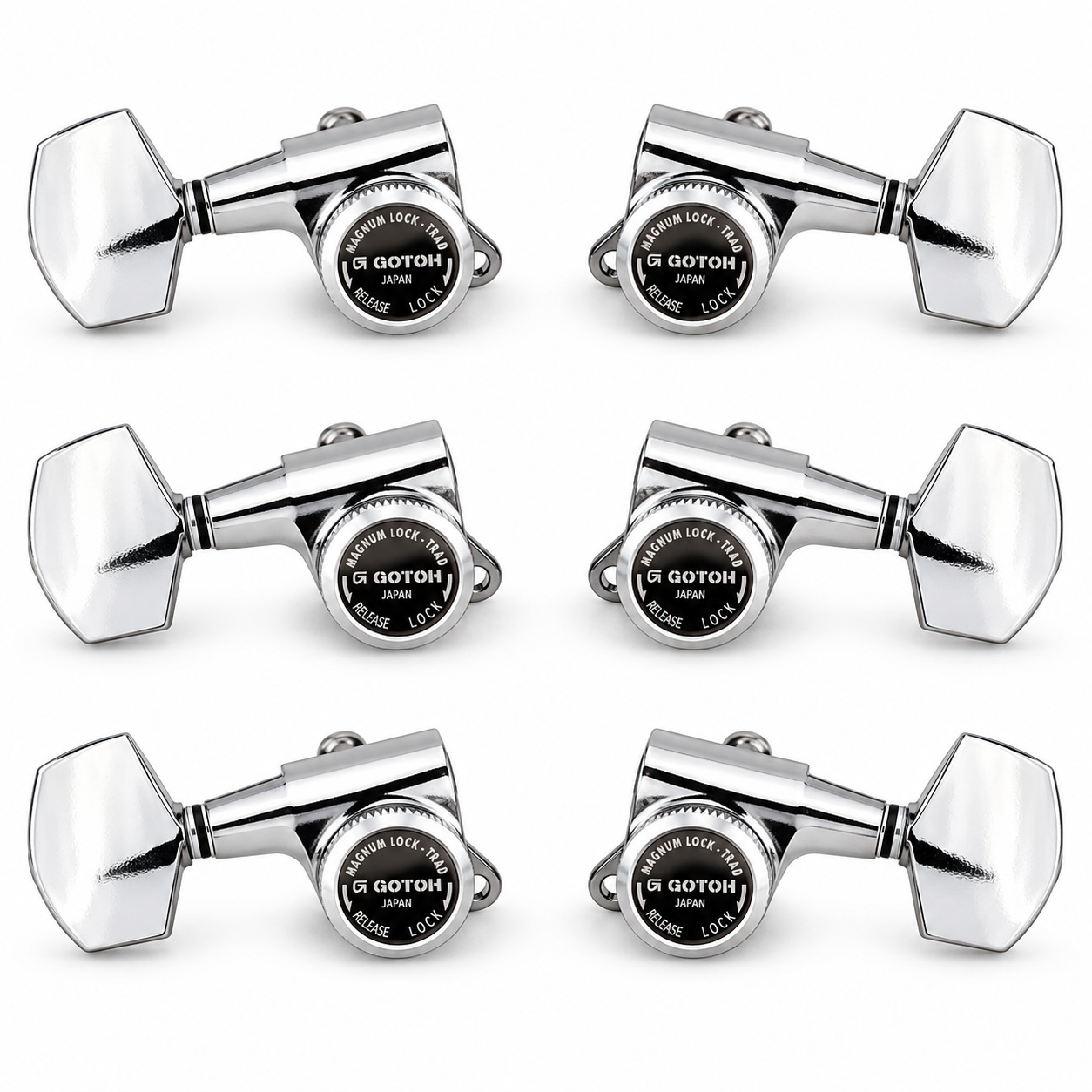 Gotoh SG381-01 MG-T Locking Tuners, 3+3, Chrome, 21.5 mm Extra Long Posts, Set of 6 – 07202CYTX-AEL